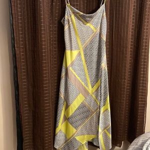 Lime yellow pattern slip dress